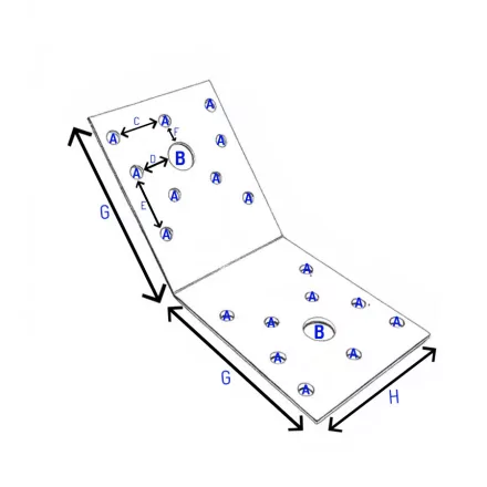 Faösszekötő  sarokvas  70x70x55x2,5mm csavarozható 45.-Fokos
