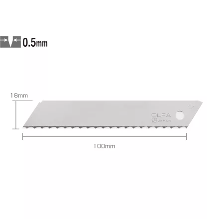 OLFA  Tartalék penge hullámos éllel (nem törhető) 18mm/100mm/0,5mm (3db, bliszteres)  LWB-3B