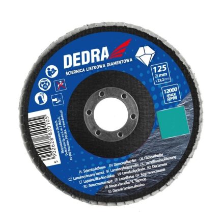 Dedra  H12L0060 Lamellástárcsa gyémántbevonattal 125x22,23mm P60  KŐ/KERÁMIA