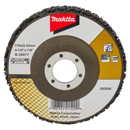 Makita  B-28977 Tisztítótárcsa fekete, üvegszálas, 115x22,23mm