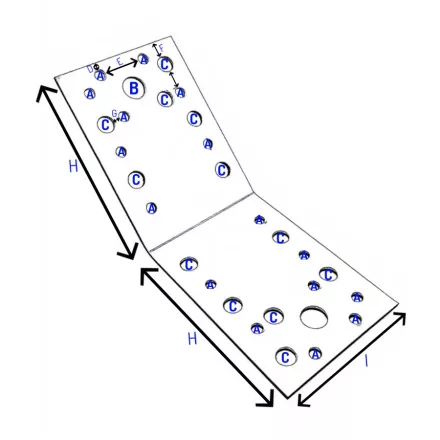 Faösszekötő  sarokvas  90x90x65x2,5mm csavarozható 45.-Fokos