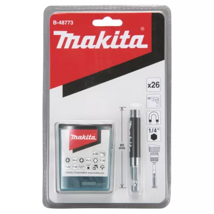 Makita B-48773 Bitkészlet TicTac dobozban +bittartóval, 26részes
