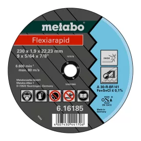   Metabo  616185000 Flexiarapid vágótárcsa 230x1,9x22,23mm INOX