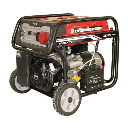 SENCI SC8000TE Áramfejlesztő; Névl. telj.:6,5kW; 14Le; 88kg; 3fázisú; benzines 6426390839435