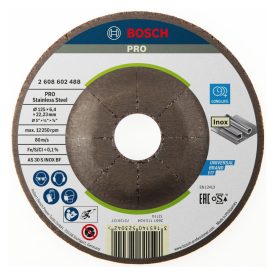   Bosch 2608602488 PRO Inox csiszolótárcsa( Tisztítótárcsa), 125x22,23mm, 6,0mm vastag