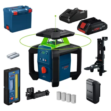 Bosch GRL18V-4-34CVG Forgólézer (zöld) 18V 1x4,0Ah, L-BOXX374, 0601061H02