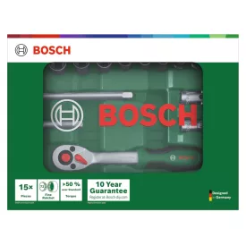   Bosch 1600A03EG1 1/4"-os racsnis készlet, 15 darabos (Green)