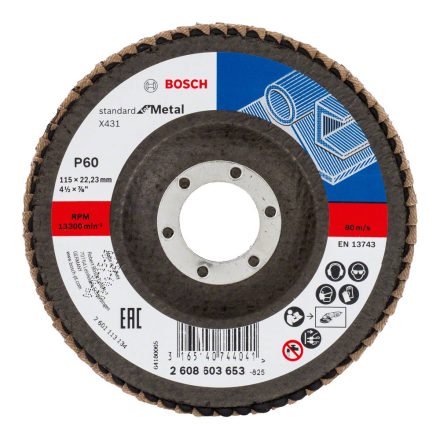 Bosch  Lamellástárcsa 115x22,23mm P60 FÉM/ACÉL 2608603653