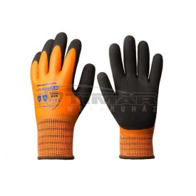   Munkavédelmi  Kesztyű Eurowinter téli/bélelt narancs-fekete latex mártott, vízálló 1LAWO08  8/M
