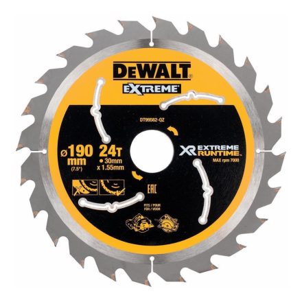 DeWalt  DT99562-QZ Körfűrésztárcsa, keményfémlapkás 190x30mm 24fogas FA/SZÖGES FA