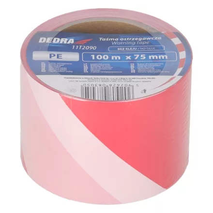 Dedra 11T2090 Munkavédelmi jelölőszalag, nem öntapadós, PIROS-FEHÉR 100mx75mm