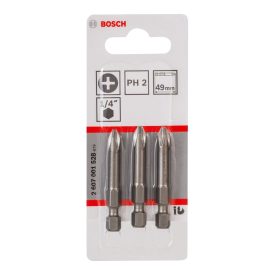   Bosch 2607001528 Csavarozó bitfej, extra kemény, phillips PH2x49mm 3db