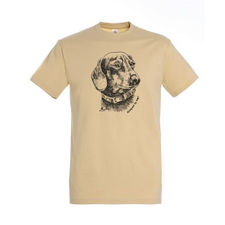 Munkavédelmi  Póló TOP_PK-H_DOG_HEAD XXXL-es homok szín, tacskó minta, kereknyakú, 100% pamut