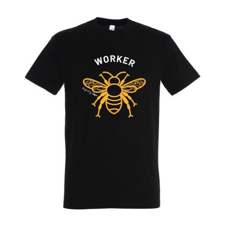 Munkavédelmi  Póló TOP_PK-H_BEE 2XL-es fekete, méhecske minta, kereknyakú, 100% pamut