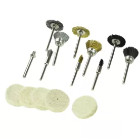   Dedra 08T608 Drótkefe és polírozó filc készlet mini csiszológéphez, 15 részes