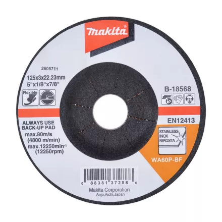 Makita  B-18568 Flexibilis csiszolótárcsa 125x3mm INOX AC60