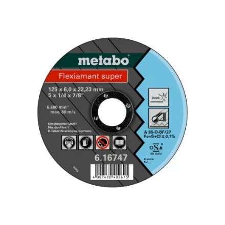 METABO  616747000 Tisztítókorong Flexiamant super 125x6,0x22,2 Inox