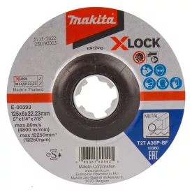   Makita E-00393 X-LOCK Tisztítótárcsa süllyeszett, FÉM / ACÉL, 125x22,23mm, 6,0mm vastag