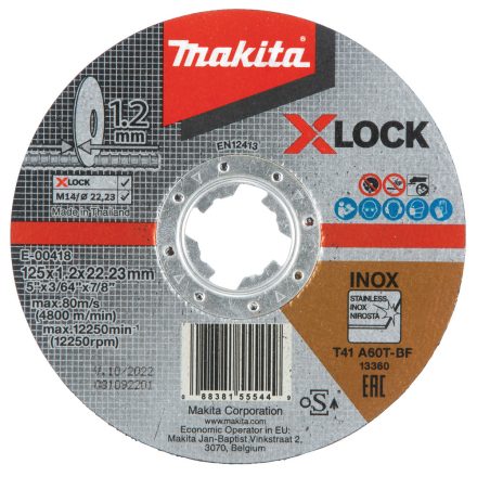 Makita  E-00418 Vágótárcsa X-LOCK, 125x1.2x22.23, A60T