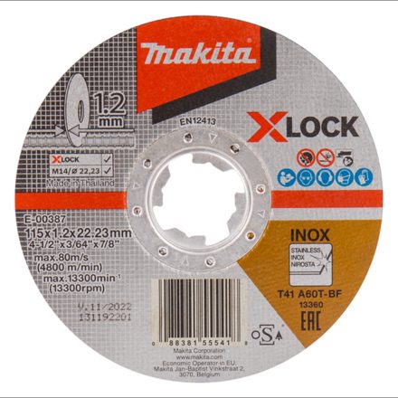 Makita  E-00387 Vágótárcsa X-LOCK, 115x1.2x22.23, A60