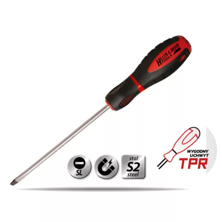 Dedra  17W002 Csavarhúzó lapos SL5x100mm mágneses, TPR gumi markolat, S2 acélból