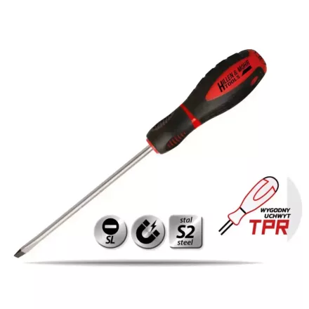 Dedra  17W005 Csavarhúzó lapos SL6x125mm mágneses, TPR gumi markolat, S2 acélból