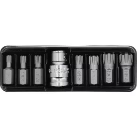   YATO Lekerekített torx (ribe) bitkészlet 1/2"-os bittartóval, 8 részes, M5-M14  (YT-0418)