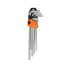   KENDO Imbuszkulcs készlet gömbfejű véggel, extra hosszú 9 részes 1,5-10mm CrV No. 20737  040208-0736