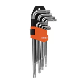   KENDO TORX kulcs készlet, extra hosszú 9 részes T10-T50 CrV No. 20743  040208-0738
