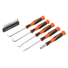 KENDO Műszerész csavarhúzó bitekkel +tömítés kaparó készlet, 17részes CrV No.20539  040302-0231