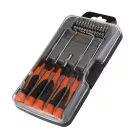 KENDO Műszerész csavarhúzó bitekkel +tömítés kaparó készlet, 17részes CrV No.20539  040302-0231