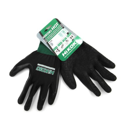 Hikoki HU5039 Munkavédelmi kesztyű (szerelőkesztyű) fekete, latex mártott 9/L