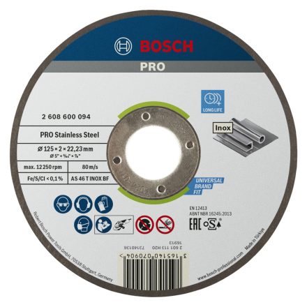 Bosch 2608600094 Expert Inox vágótárcsa 125x2x22,23mm