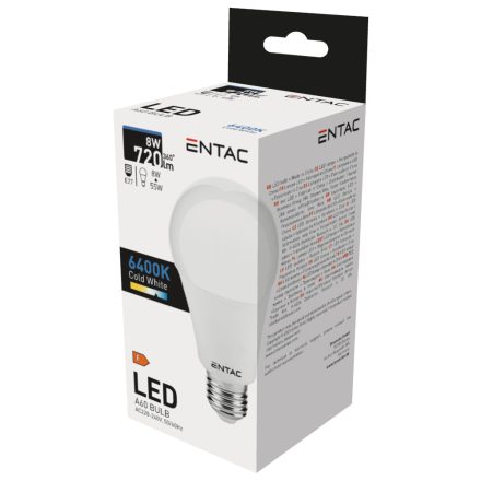 Entac LED izzó Globe E27 8W CW 6400K 5999097977669