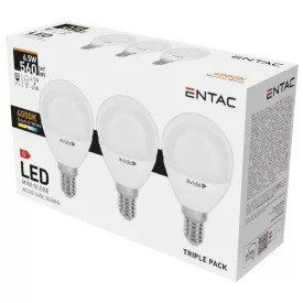  Entac LED izzó Mini Globe E14 6,5W NW 4000K 3-Pack /3db 5999097997261