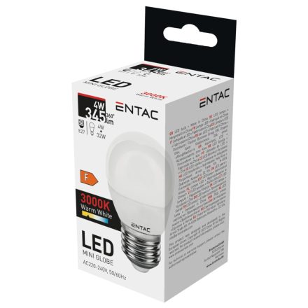 Entac LED izzó Mini Globe E27 4W WW 3000K 5999097992761