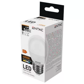 Entac LED izzó Mini Globe E27 6,5W NW 4000K 5999097900261