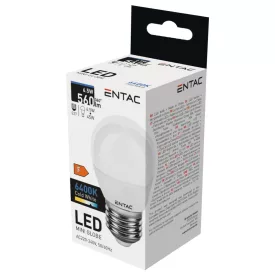 Entac LED izzó Mini Globe E27 6,5W CW 6400K 5999097903880