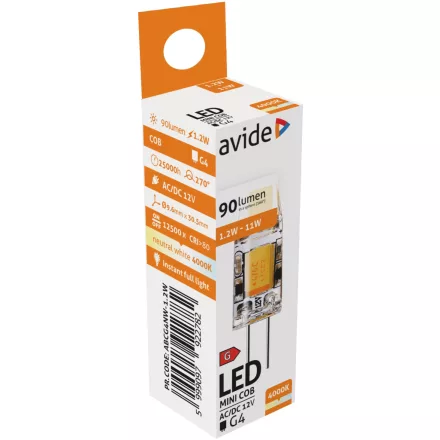 Avide LED izzó 1.2W G4 COB NW 4000K 5999097922782