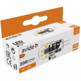 Avide LED izzó 2W G4 NW 4000K Fekvő 5999097954349