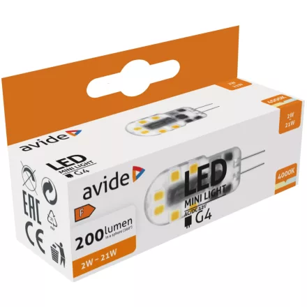 Avide LED izzó 2W G4 NW 4000K Fekvő 5999097954349