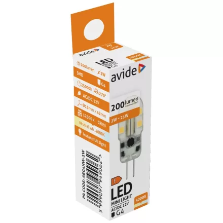 Avide LED izzó 2W G4 NW 4000K 5999097949062
