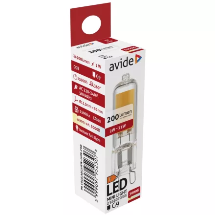 Avide LED izzó 2W G9 C-LED WW 3000K 5999097969749