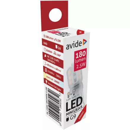 Avide LED izzó 2.5W G9 WW 3000K 5999562280232