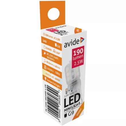 Avide LED izzó 2.5W G9 NW 4000K 5999562280300