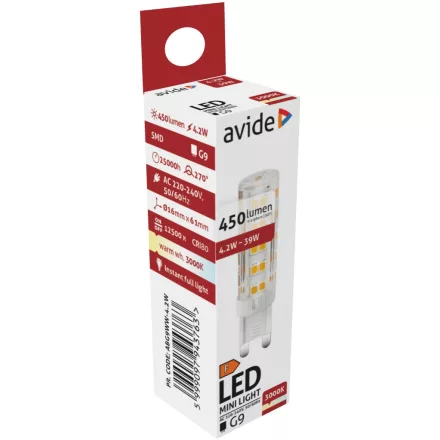 Avide LED izzó 4.2W G9 WW 3000K 5999097943763