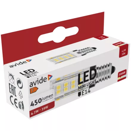 Avide LED izzó 4.2W JD E14 WW 3000K fekvő 5999097950365