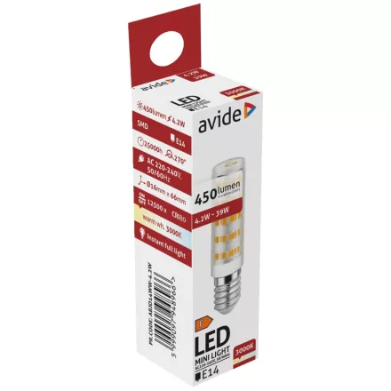Avide LED izzó 4.2W JD E14 WW 3000K 5999097948966