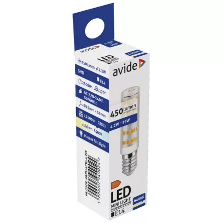 Avide LED izzó 4.2W JD E14 CW 6400K 5999097949024