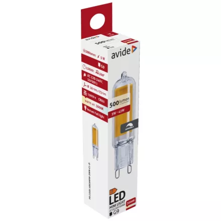 Avide LED izzó 5W G9 COB WW 3000K Dimm. 5999097960883
